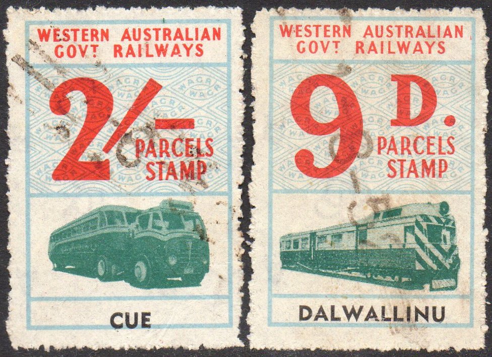 Western Australia Railway Parcels Stamps Cue Dalwallinu